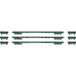 Athearn RTR 97080 - 60' Flat Car (3) BC Rail (BCOL) 1558, 1546, 1519 - HO Scale