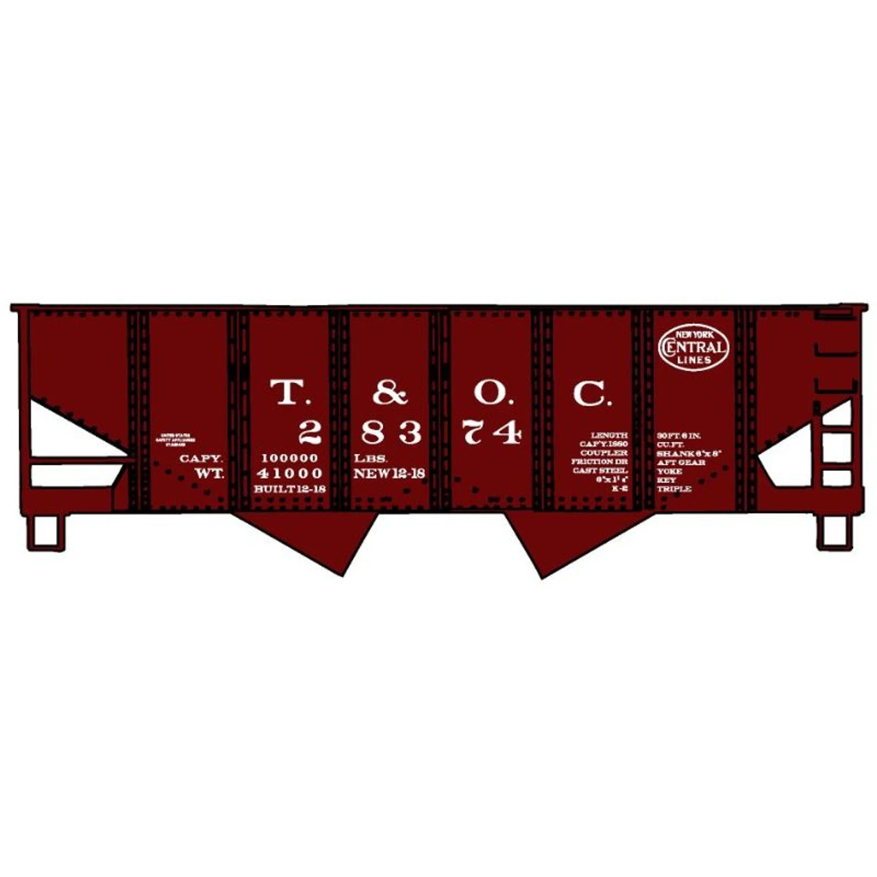 Accurail 2438 - USRA 2-Bay Open Hopper Toledo & Ohio Central (T&OC) 28374 - HO Scale Kit 3 Accurail 2438 - USRA 2-Bay Open Hopper Toledo & Ohio Central (T&OC) 28374 - HO Scale Kit