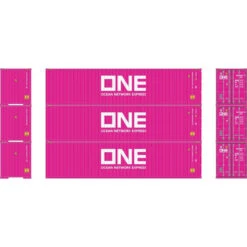 Athearn 17434 - 40' Corrugated Container (3) Ocean Network Express (ONE) - N Scale