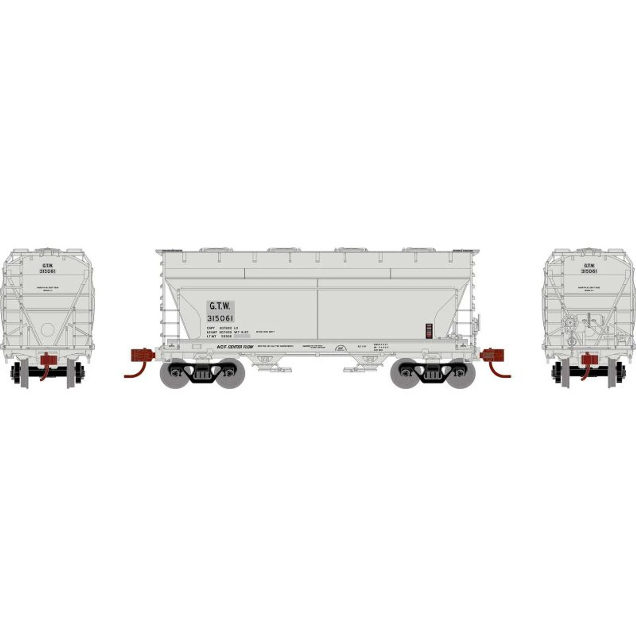 Athearn RTR 93455 - ACF 2970 Covered Hopper Grand Trunk Western (GTW) 315061 - HO Scale 3 Athearn RTR 93455 - ACF 2970 Covered Hopper Grand Trunk Western (GTW) 315061 - HO Scale
