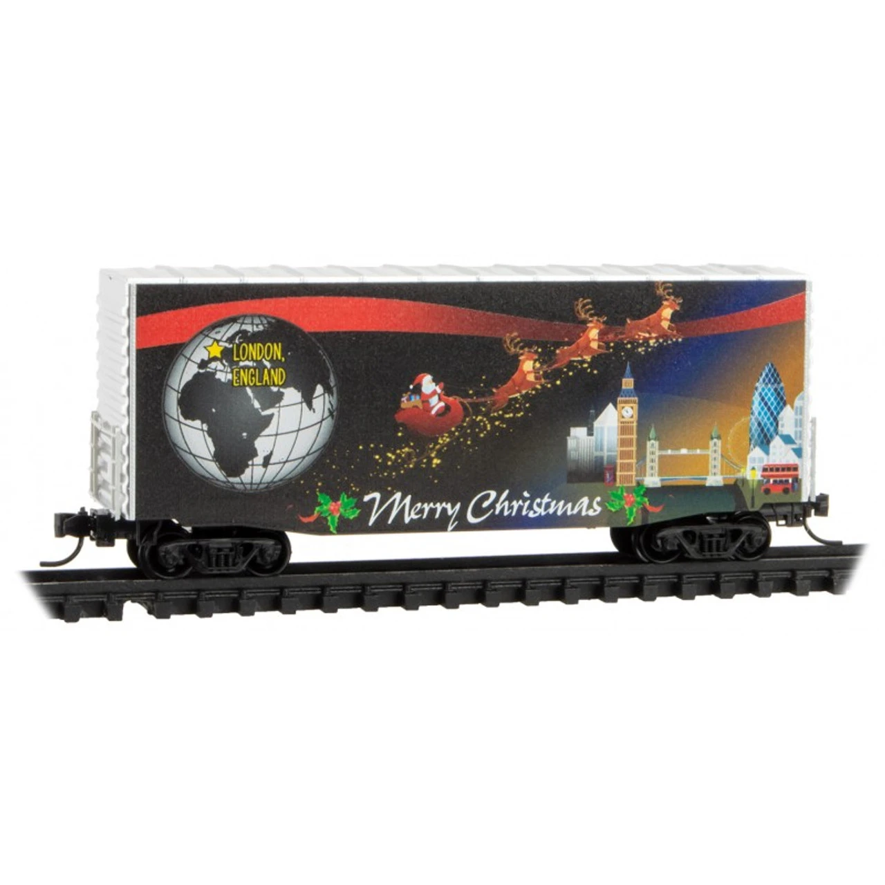 Micro-Trains Line 10158740 - 40' Hy-Cube Box Car, Smooth Side- Christmas Around The World - San Francisco/London - N Scale 3 Micro-Trains Line 10158740 - 40' Hy-Cube Box Car, Smooth Side- Christmas Around The World - San Francisco/London - N Scale