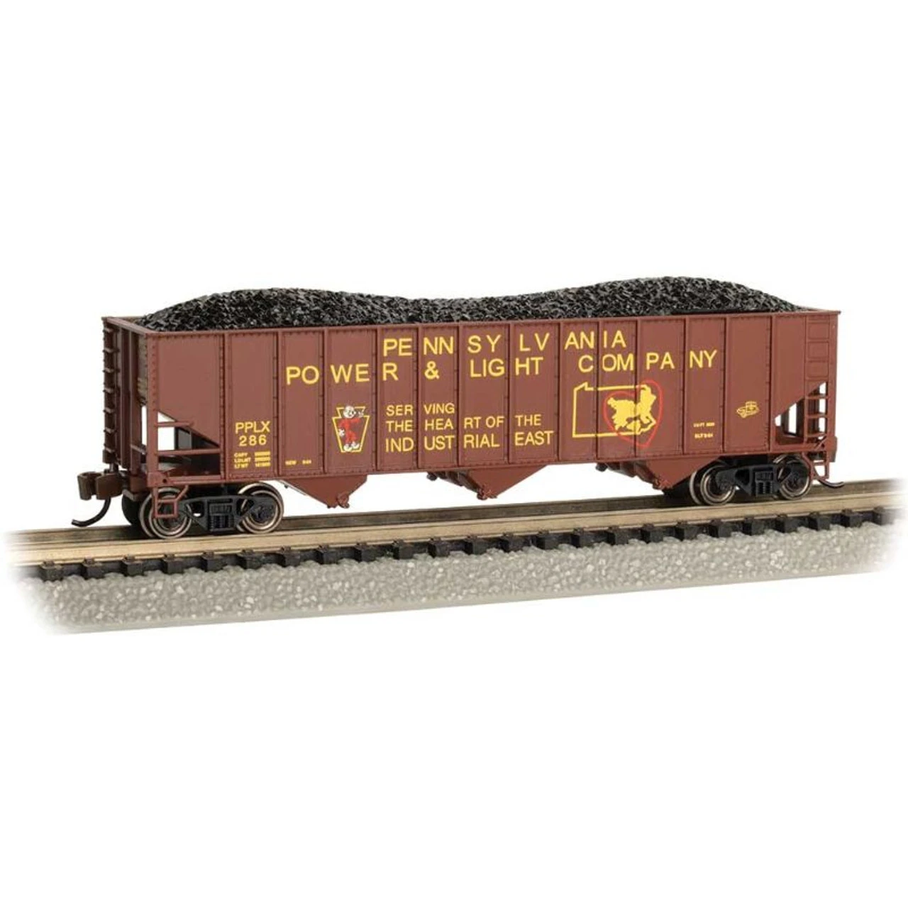 Bachmann 18755 - 100-Ton 3-Bay Hopper Pennsylvania Power & Light (PPLX) 286 - N Scale 3 Bachmann 18755 - 100-Ton 3-Bay Hopper Pennsylvania Power & Light (PPLX) 286 - N Scale