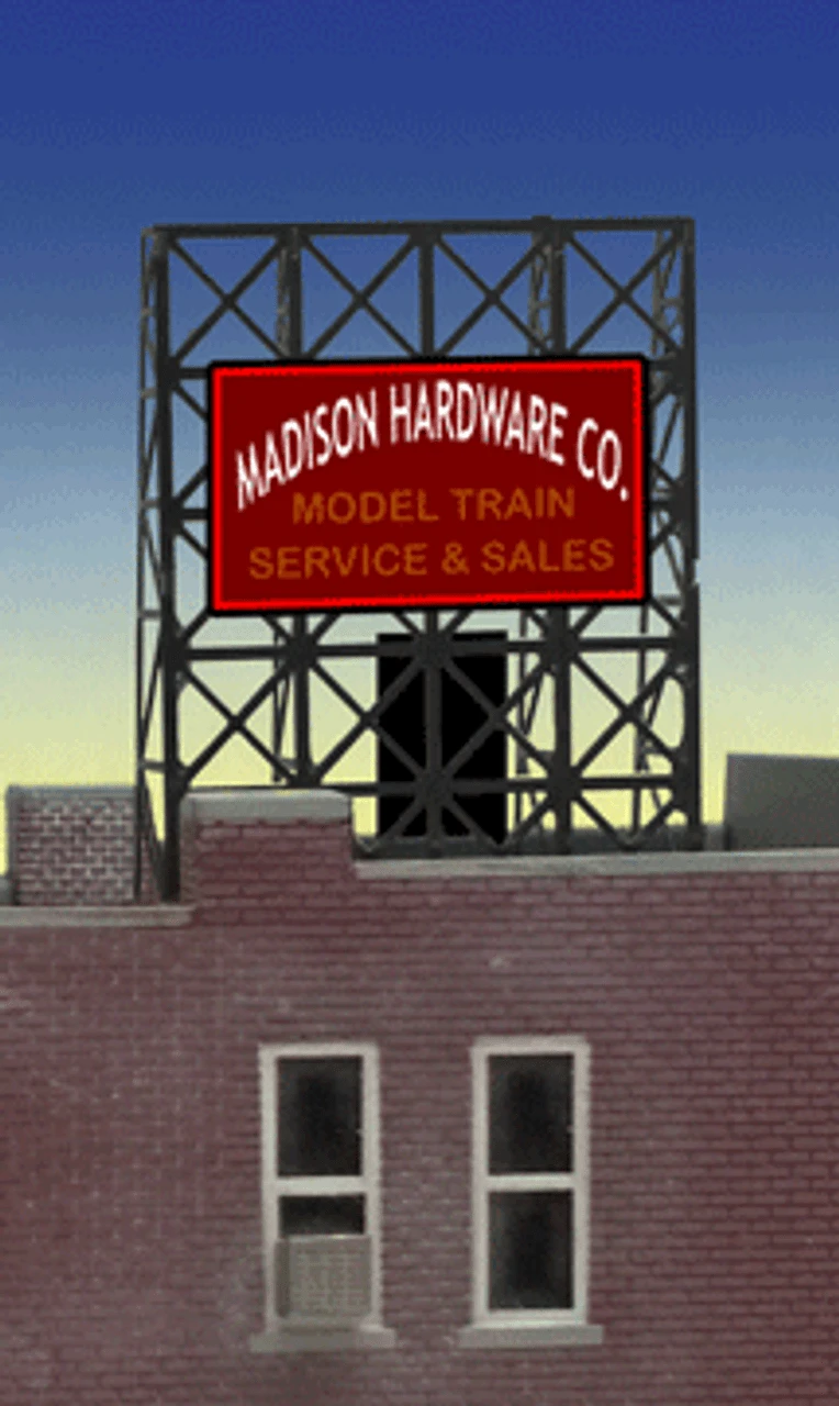 Miller Engineering 338920 - Animated Madison Hardware Billboard - N Or Z Scale 3 Miller Engineering 338920 - Animated Madison Hardware Billboard - N Or Z Scale