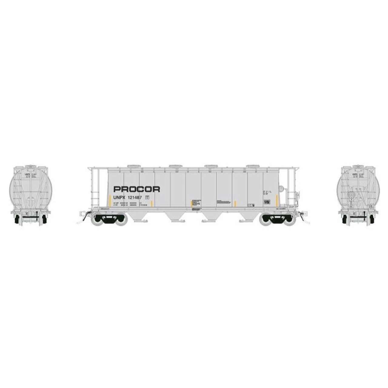Rapido 127030A-4 - NSC 3800 Cylindrical Hopper Procor (UNPX) 121466 - HO Scale 3 Rapido 127030A-4 - NSC 3800 Cylindrical Hopper Procor (UNPX) 121466 - HO Scale