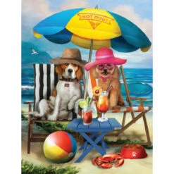 SunsOut 28884 - Beach Dogs Jigsaw Puzzle, By Tom Wood -