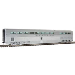 Walthers Proto 920-9603 - 85' Budd Hi-Level Diner - Ready To Run -- Santa Fe (Real Metal Finish, Includes Decals) Atchison, Topeka And Santa Fe (ATSF) Un-numbered - HO Scale